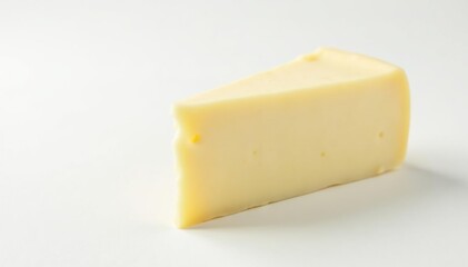 Close-up of creamy white cheese against pure white backdrop, breakfast, nutritious