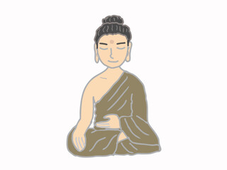 Illustration of Buddha sitting in a mudra pose, in a deep state of meditation