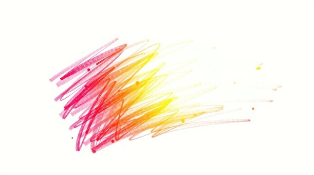 Abstract colorful scribble art, warm-toned strokes fading to yellow