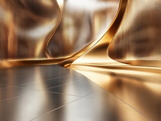 Abstract brown gold flowing shapes background