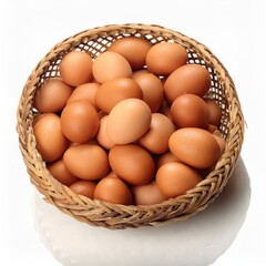 A Full Basket of Fresh Brown Chicken Eggs Ready for Cooking or Baking