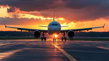 Majestic Airplane Silhouette at Sunset