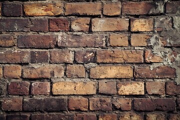 Obraz premium Rustic aged brick wall texture rich tones and deep shadows weathered brick background vintage building facade aged