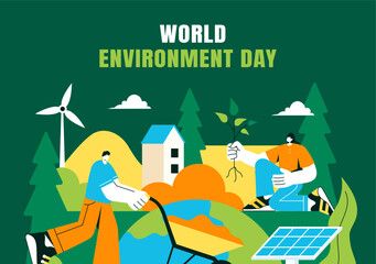Hand Drawn Flat Style World Environment Day Background for Online Promotion