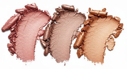 Shimmering Eyeshadow Swatches: Rose Gold, Bronze, Copper - Metallic Makeup Textures & Pigments for Beauty & Glamour Looks!