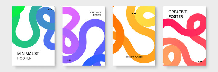 Abstract shape posters in vibrant colors ideal for modern interior decor, advertising campaigns, art displays, or creative projects.