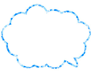 ステンドグラス風吹き出し　三角形模様　丸みのある雲形