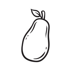 Cartoon vector line art doodle of avocado fruit object and symbols.
