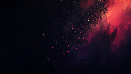 Fototapeta premium Colorful powder explosion on a black background, with colorful paint dust flying in the air.