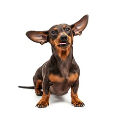 dachshund on white background
