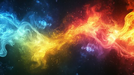 Fototapeta premium Abstract display of vibrant colorful smoke and fire.