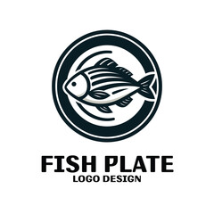 Fish Plate Vector Logo Design