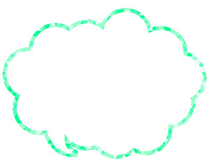 ステンドグラス風吹き出し　三角形模様　丸みのある雲形