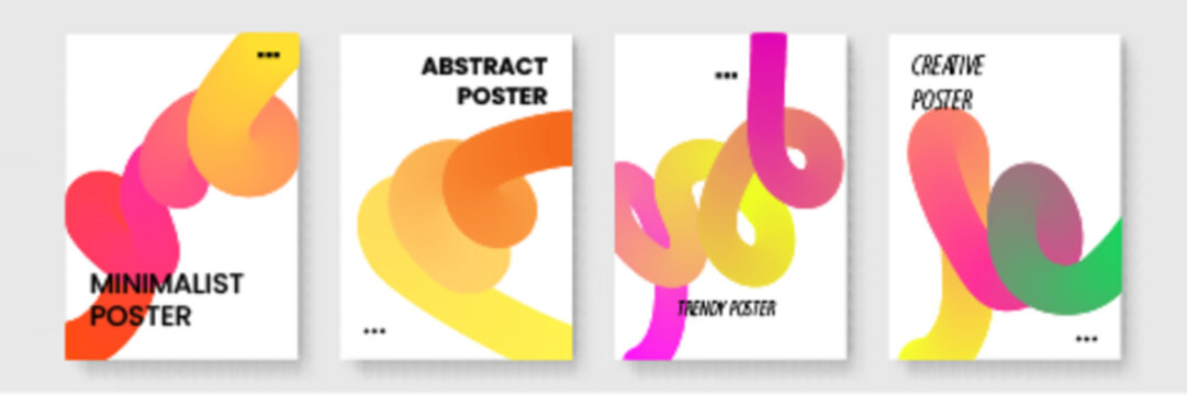 Colorful abstract posters with wavy lines ideal for modern interior decor, graphic design projects, social media posts, or artistic presentations.