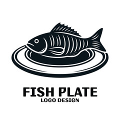 Fish Plate Vector Logo Design