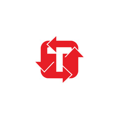 letters t turbine rotate arrows motion logo vector