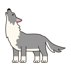 WOLF cute animal doodle kawaii Japanese style illustration single icon drawing element clean flat vector