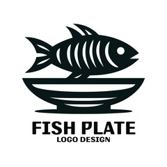 Fish Plate Vector Logo Design