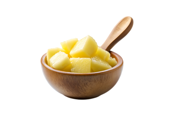 Baby food featuring a bowl of apple isolated on transparent background
