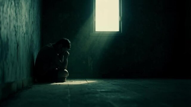 The man sat in his prison cell, overwhelmed with regret, reflecting on his past decisions.