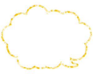 ステンドグラス風吹き出し　三角形模様　丸みのある雲形