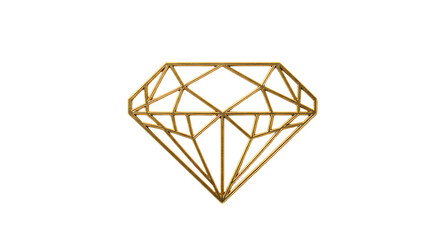 Geometric Golden Diamond Illustration on Clean White Background for Design Projects