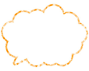 ステンドグラス風吹き出し　三角形模様　丸みのある雲形