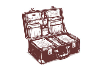 Briefcase hand drawn vector illustration