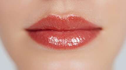 Fototapeta premium closeup of lips with perfect shape after lip aesthetics treatment.