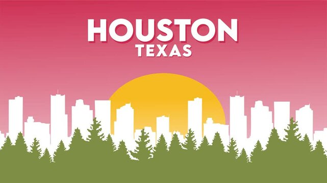 houston texas city silhouette with beautiful view