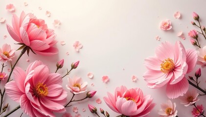 Fototapeta premium Subtle, overlapping floral motifs on a soft background, elegant, nature