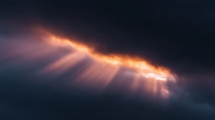 Clouds of dusk with light rays breaking through.