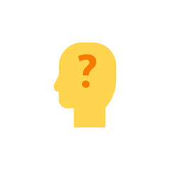 Conceptual Yellow Icon Representing Mental Health and Emotional Wellbeing with a Head Silhouette and Question Mark Symbolizing Self-Reflection and Clarity