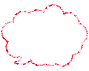 ステンドグラス風吹き出し　三角形模様　丸みのある雲形