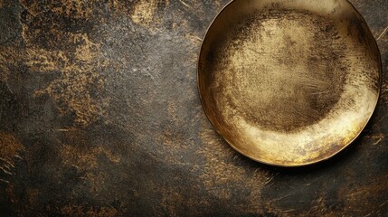 Gold Plate on Dark Textured Background