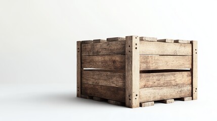 Old wooden crate on a white isolated background.