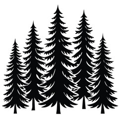 Obraz premium Fir Trees icon set on white background
