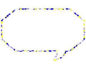 ステンドグラス風吹き出し　三角形模様　細長い八角形