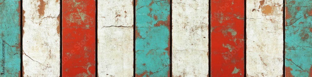 Poster a close-up view of a colorful. patterned tiled surface featuring red. white. and turquoise diamonds.