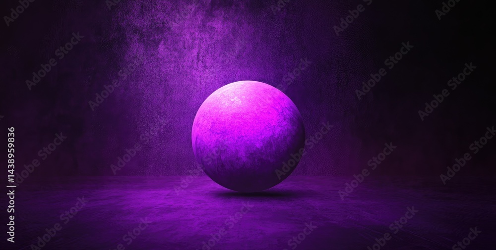 Poster a vibrant. glowing purple sphere set against a dark gradient background. creating a visually strikin