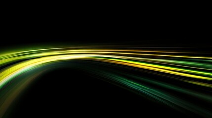 Obraz premium Abstract flowing shapes in vibrant green and gold hues create a dynamic visual experience. suggesting motion and energy in a futuristic environment