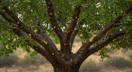 Obraz premium Tree with Green Leaves and Resin