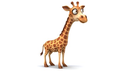 Obraz premium Playful Cartoon Giraffe: A Cheerful 3D Render