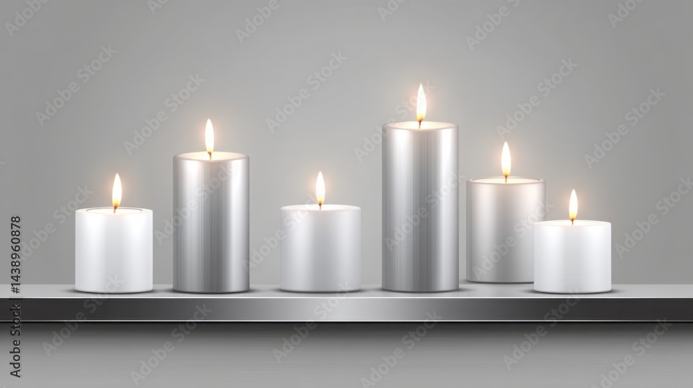 Poster three white candles with one lit representing multi-bar setup formation in concept of several candle