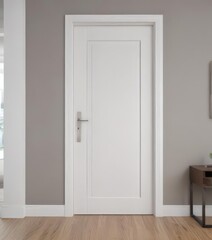Modern white wooden interior doors, various open/closed positions ,  white background image,  wooden panel