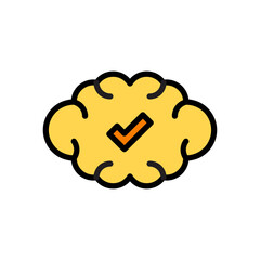 Symbolic Icon Representing Mental Health Wellness and Positive Thinking with a Checkmark in a Yellow Cloud Design