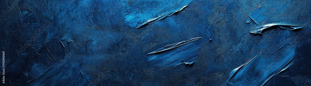 Poster a vibrant abstract artwork featuring dynamic blue brush strokes layered on a textured canvas. creati
