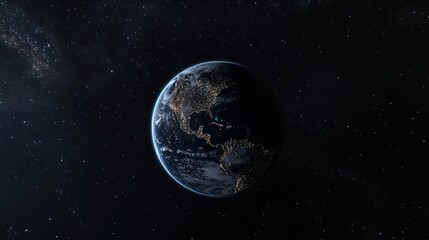 Fototapeta premium Earth at Night Planet Space Stars Galaxy Night View