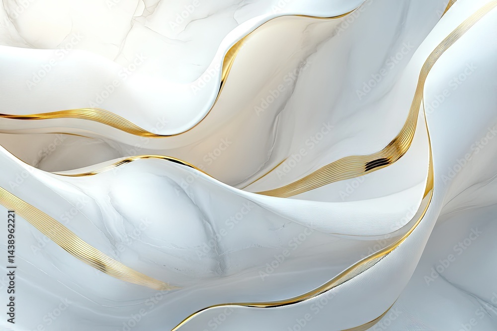 Poster abstract composition of flowing white and gold waves. creating a smooth and luxurious texture. ideal