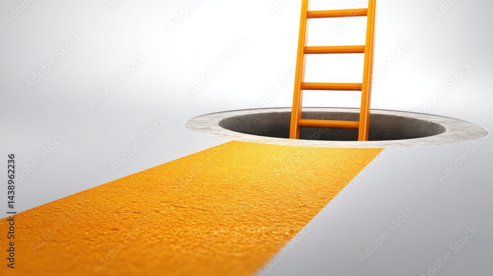 Poster ladder leading into a hole symbolizing opportunities in pre-market trading and setup strategies for 